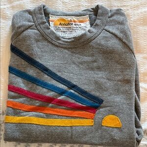 Aviator Nation Gray Sweatshirt with Striking Stripes